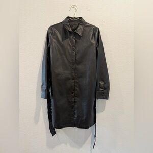 Finesse black vegan faux leather jacket dress
